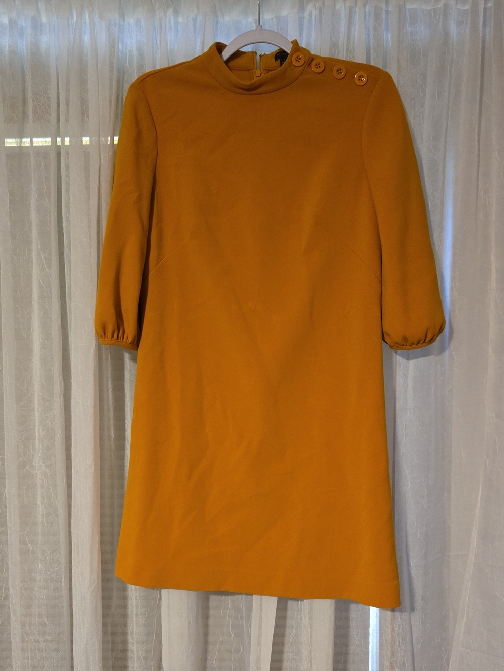 Ann Taylor Mustard Button-Shoulder Mini Dress